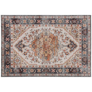 Tappeto Bohemien Antiscivolo e Lavabile 230x160 cm a Pelo Corto in Effetto Cashmere Marrone