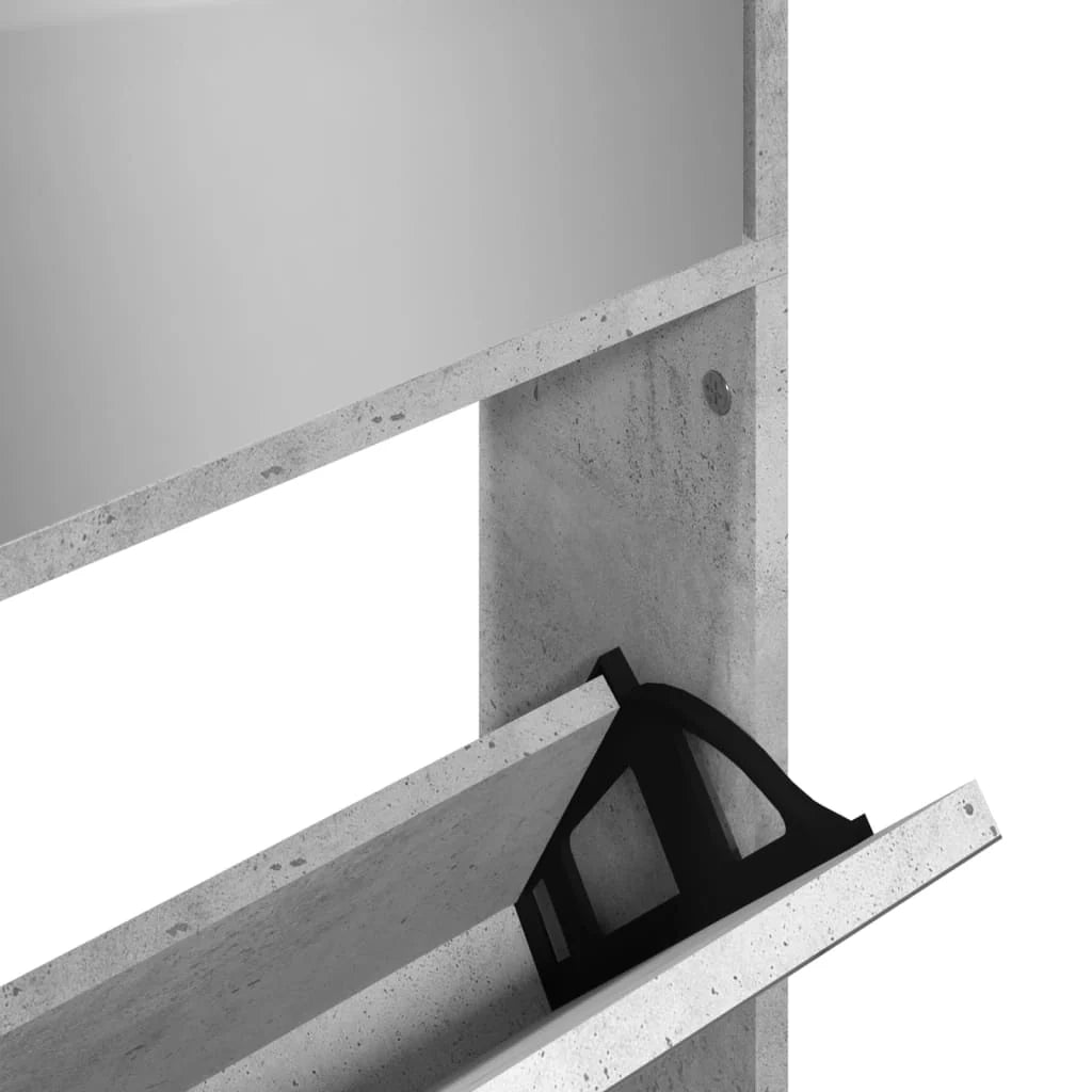 Scarpiera mobiletto portascarpe mobile ingresso/corridoio/soggiorno con specchio 4 ripiani 63 x 17 x 134 cm grigio 02_0021764