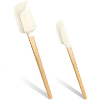 Spatale in silicone con manico di legno - progettazione ergonomico - set da 2 - quercia e silicone