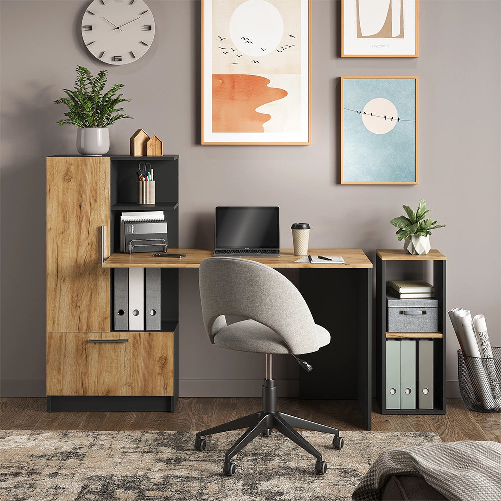 Vicco Libreria Antracite/quercia dorata 30 x 74 cm con 2 scomparti aperti