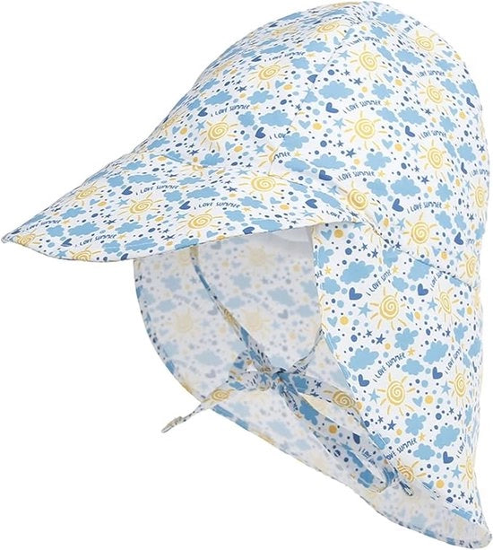 Cappello per bambini, cappello estivo per bambini, cappello per bambini con protezione collo e strisce, cappello flapper, cappello UV protettivo per spiaggia (XS: adatto per circonferenza capo 44-48 cm) - protezione solare