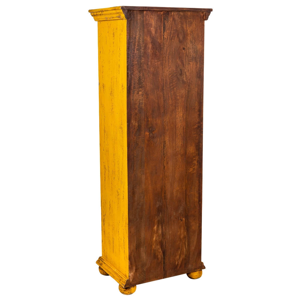 Armadio in legno fatto a mano giallo 53x40x149h