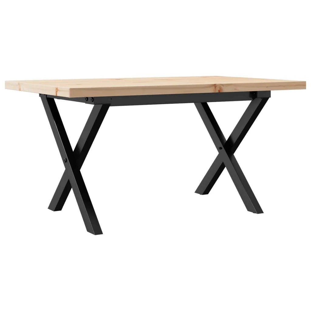 Tavolino Salotto Telaio a X 80x50x40,5 cm Legno Pino e Acciaio