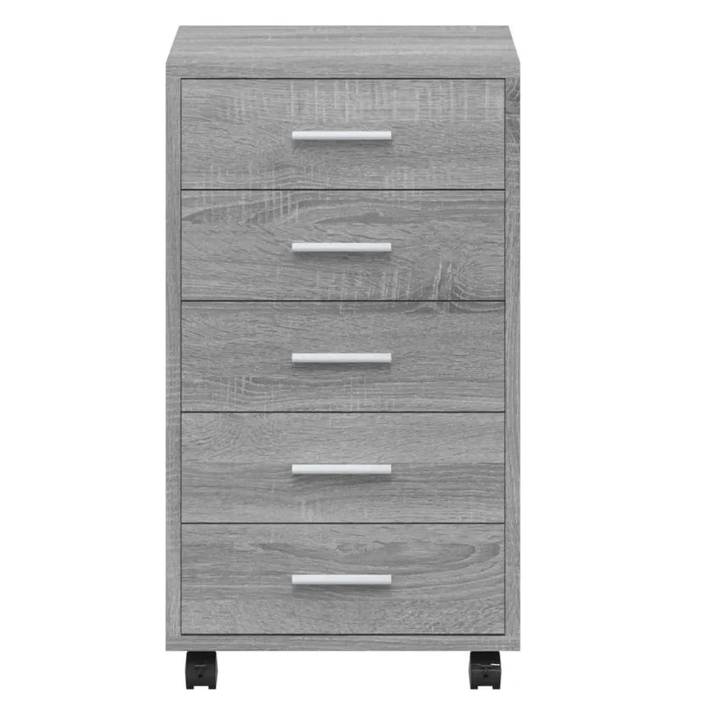 Mobiletto con cassetti e rotelle 33 x 38 x 63 cm moderno e flessibile spazio contenitivo legno composito grigio 02_0047080