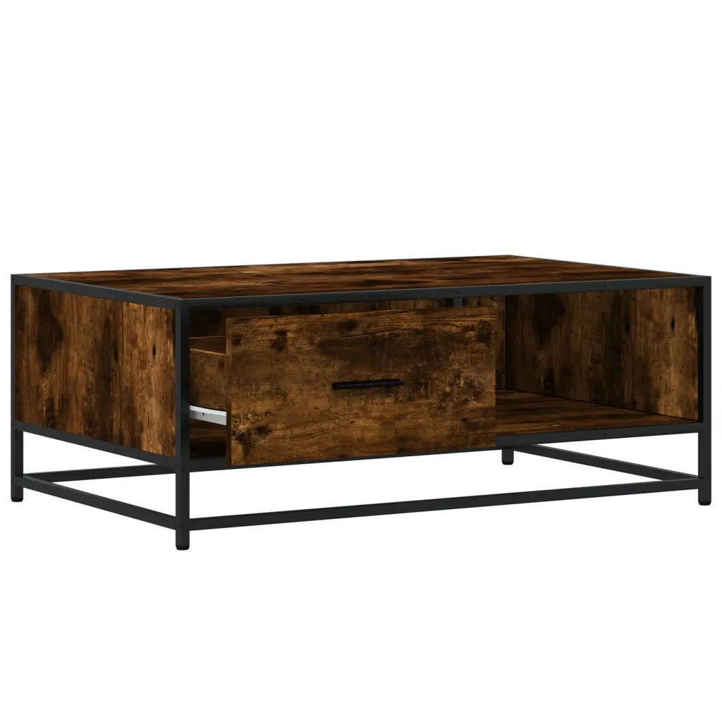 Tavolino da salotto | Tavolino da caff¨¨ | Tavolino da Soggiorno Rovere Fumo 90x57x35 cm in Legno Multistrato e Metallo
