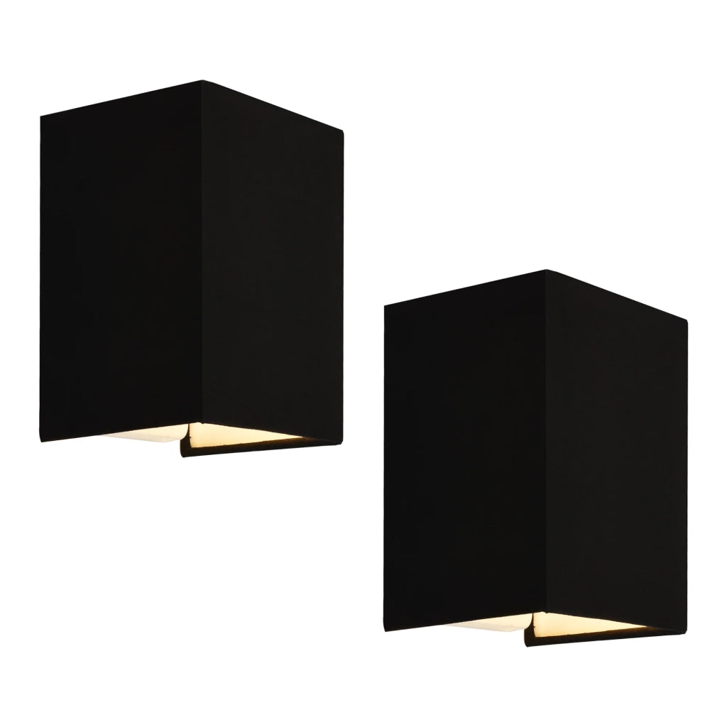 Set di 2 applique angolari E27 60W 20 x 16 x 13 cm paralume in lino nero 03_0007354