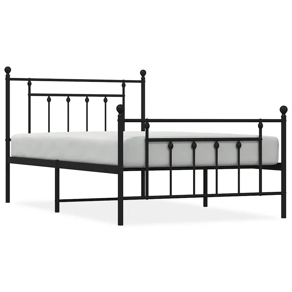 Giroletto con Testiera e Pediera Metallo Nero 100x200 cm 353550