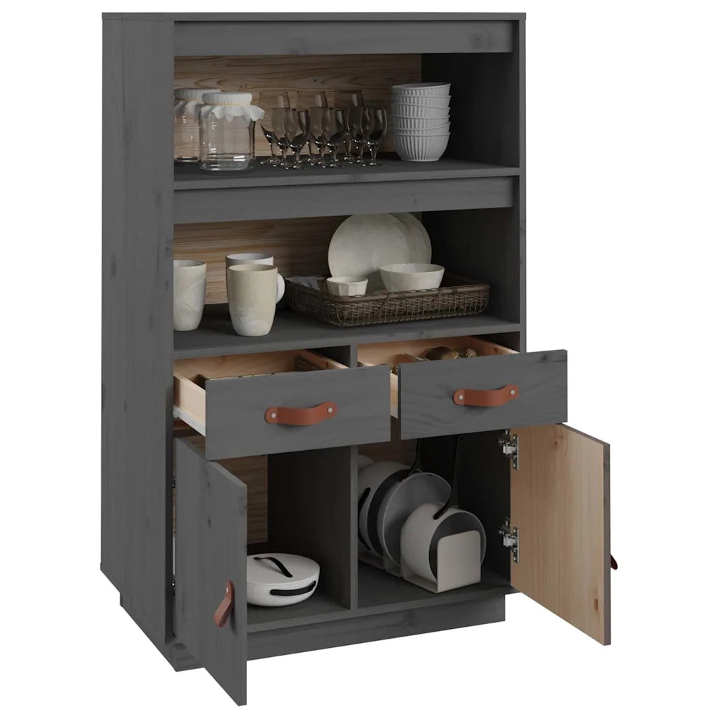 Credenza | Madia | Buffet da pranzo | Armadio da pranzo Grigia 67x40x108,5 cm in Legno Massello di Pino