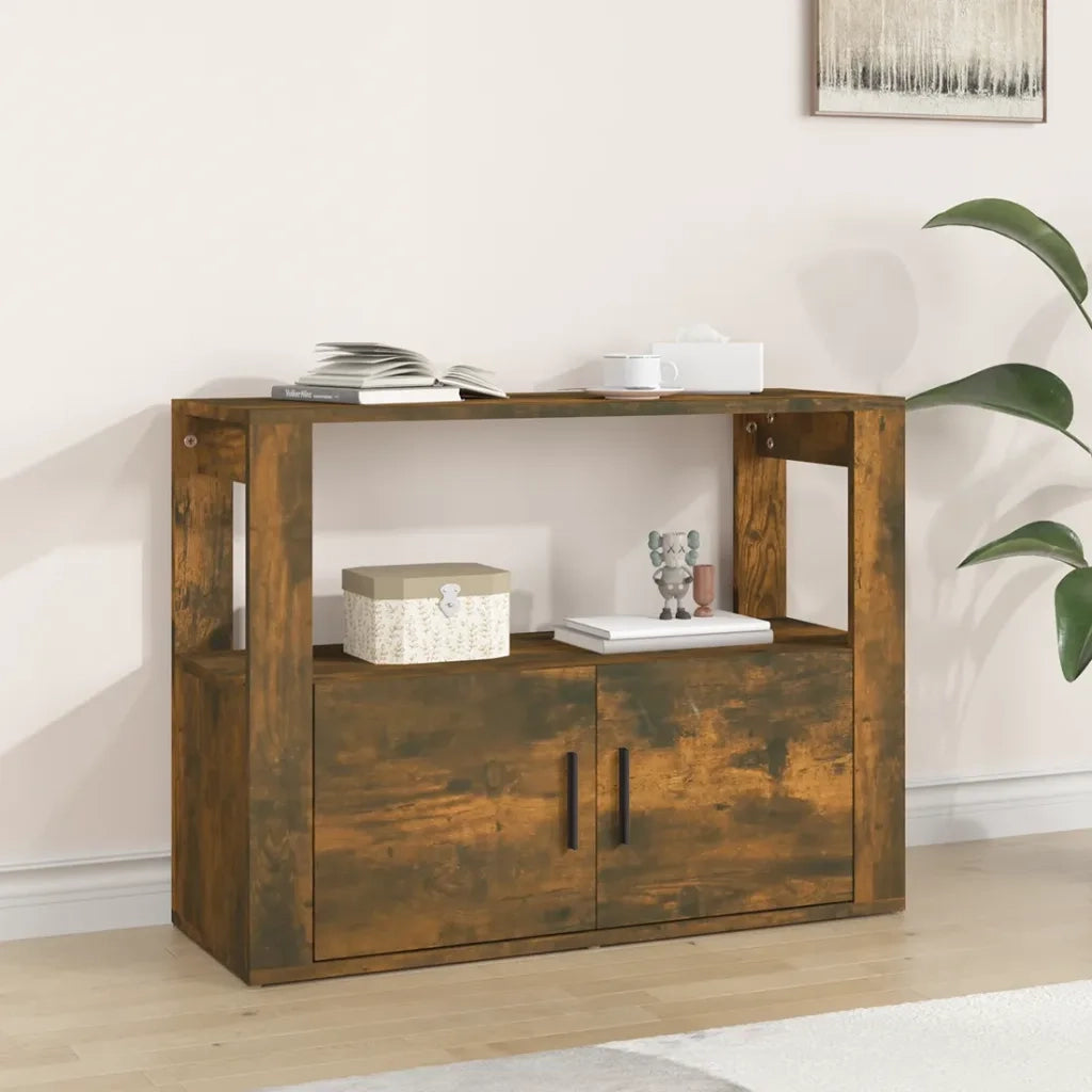 Credenza Rovere Fumo 80x30x60 cm in Legno Multistrato 819457