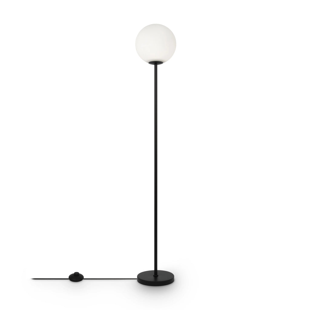 Maytoni Lampada da terra contemporanea Ring 1 luce E27 nero metallo diffusore vetro