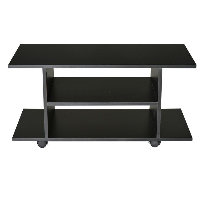 Easycomfort Mobile TV Moderno con Ruote, Mobiletto TV in Legno, 80 × 40 × 40cm Nero