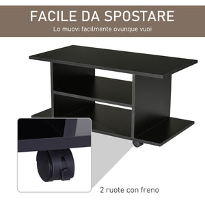 Easycomfort Mobile TV Moderno con Ruote, Mobiletto TV in Legno, 80 × 40 × 40cm Nero