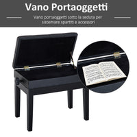 Easycomfort Sgabello per Pianoforte con Vano Contenitore e Altezza Regolabile, Nero