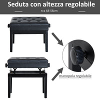 Easycomfort Sgabello per Pianoforte con Vano Contenitore e Altezza Regolabile, Nero