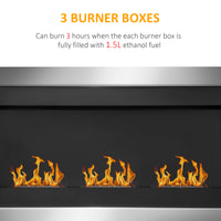 EasyComfort Camino a Bioetanolo da Parete Biocamino di Design con 3 Bruciatori in Acciaio Inox 110 x 63 x 16cm