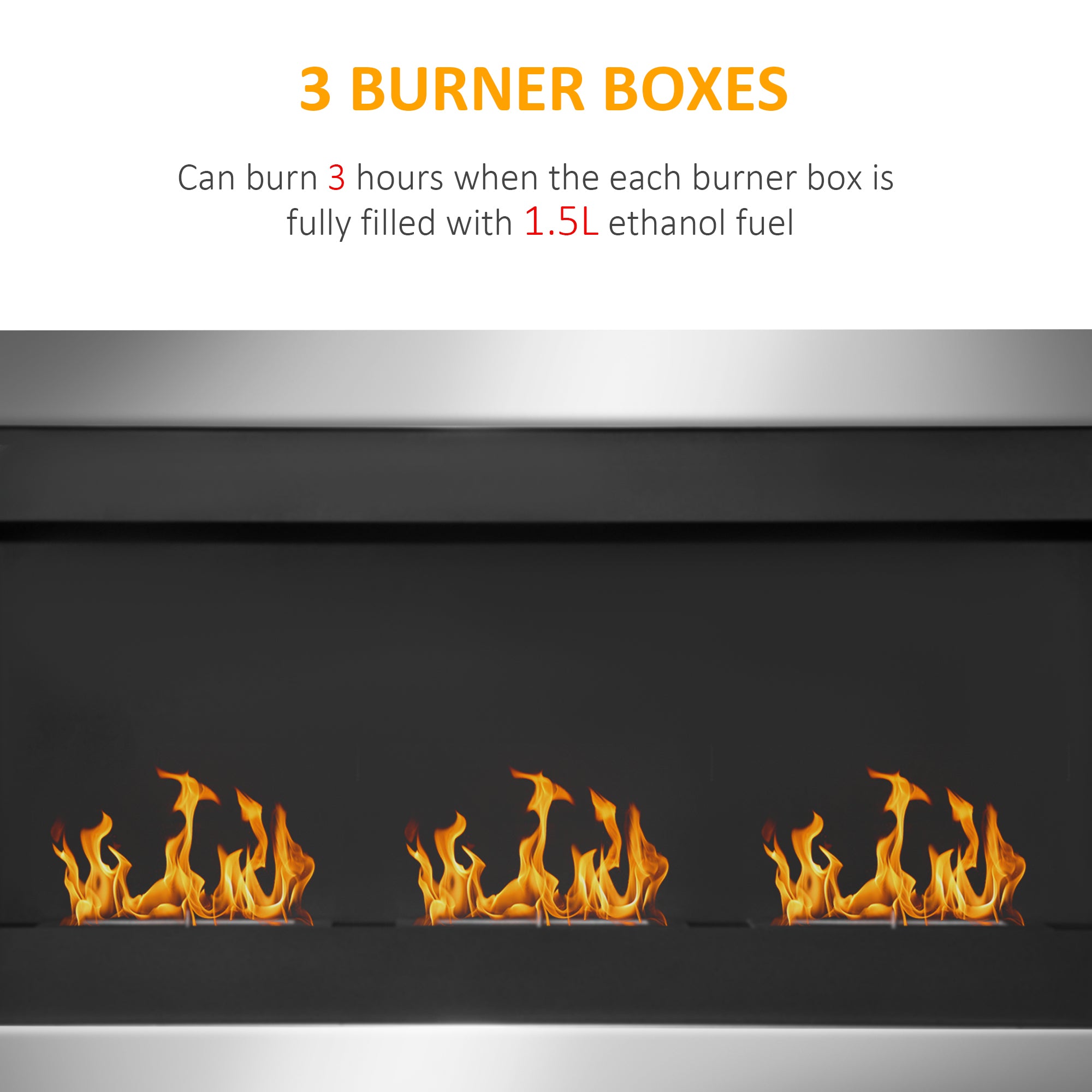 EasyComfort Camino a Bioetanolo da Parete Biocamino di Design con 3 Bruciatori in Acciaio Inox 110 x 63 x 16cm