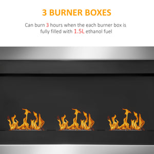 EasyComfort Camino a Bioetanolo da Parete Biocamino di Design con 3 Bruciatori in Acciaio Inox 110 x 63 x 16cm