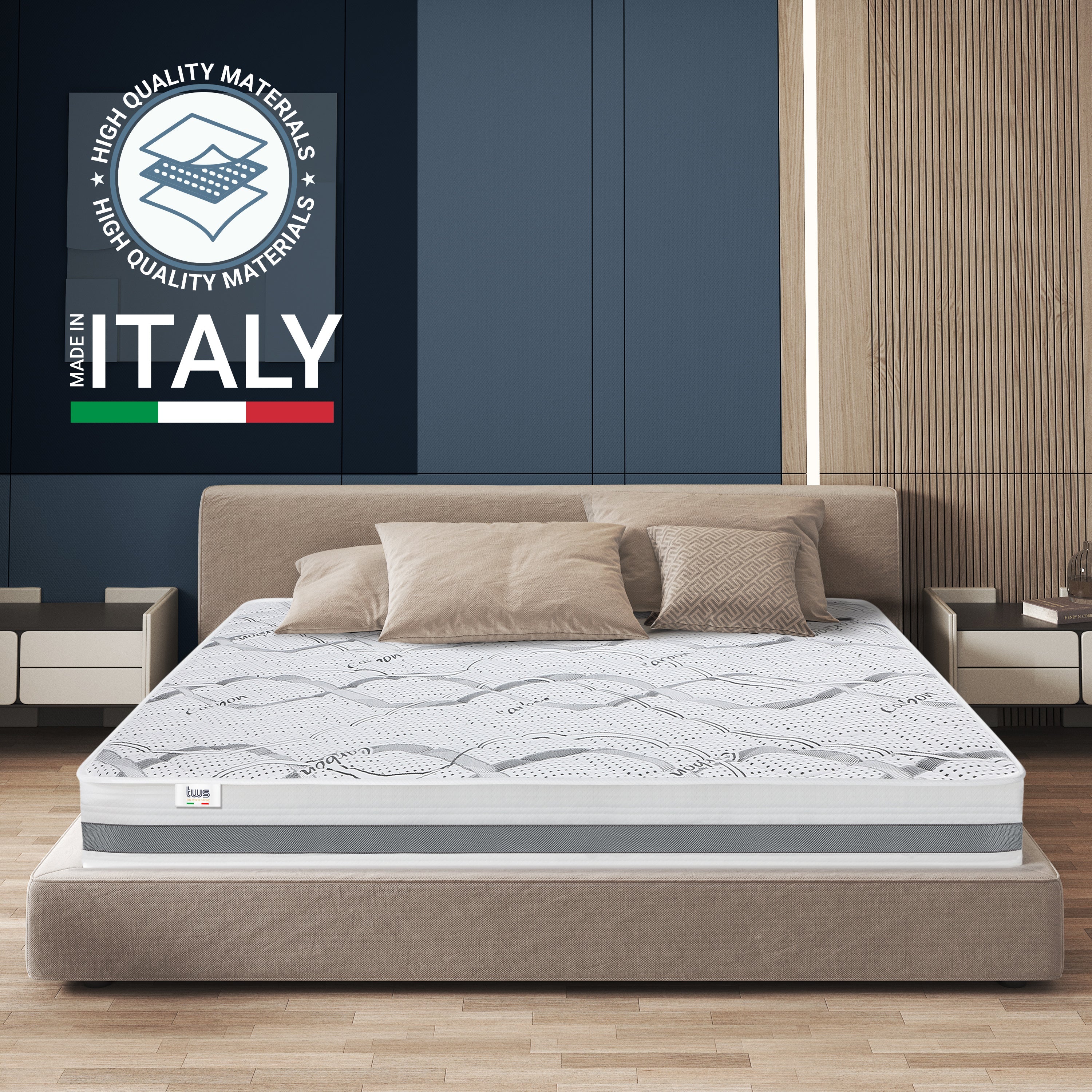 Materasso Una Piazza e Mezza 115x170 Memory Foam Anallergico Antibatterico | altezza 22 cm | Made in Italy