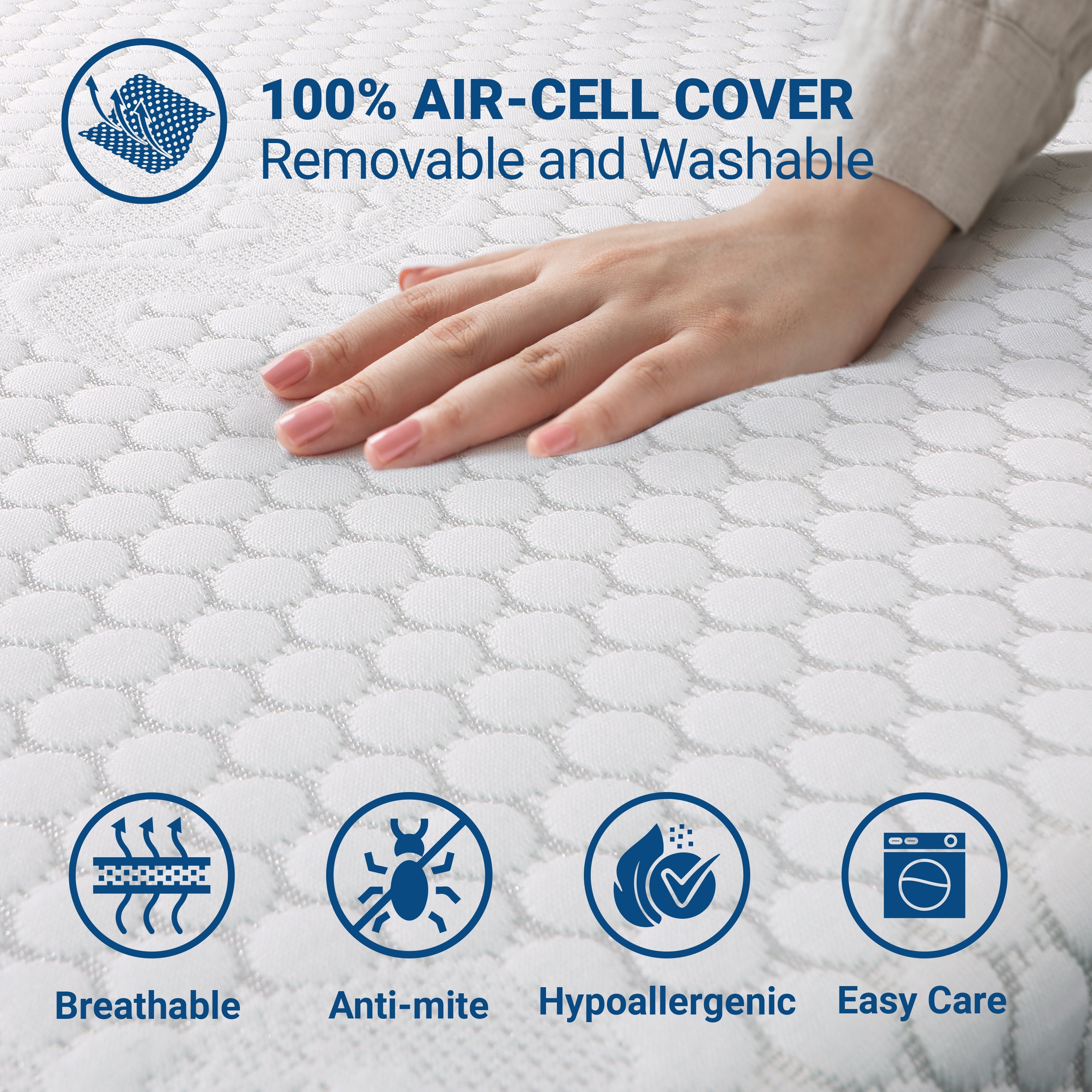 The White Stone Topper Memory Foam 90 x 220 | Correttore Materasso 6 cm | Coprimaterasso con Rivestimento Sfoderabile Antibatterico e Antimicotico