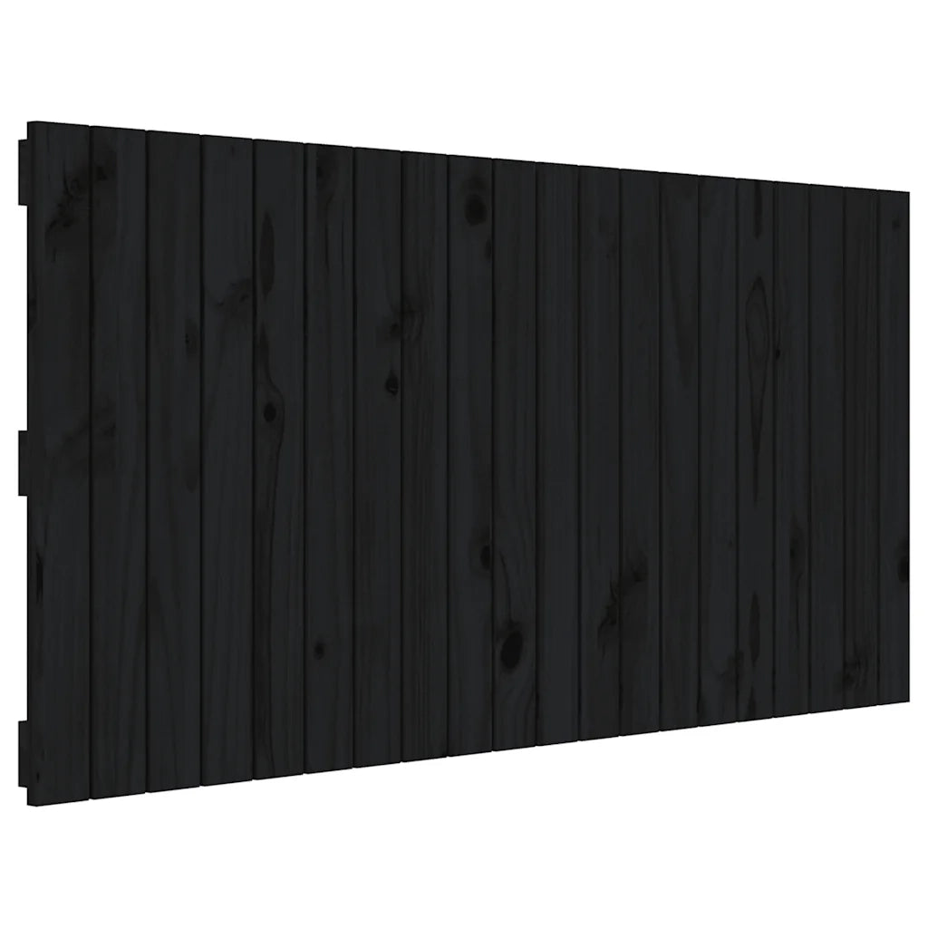 Testiera da Parete Nera 127,5x3x60 cm in Legno Massello di Pino
