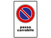 cartello "passo carrabile" - cm.20x30h. cod:ferx.fer49399