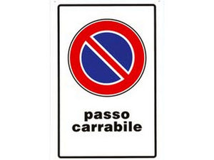cartello "passo carrabile" - cm.20x30h. cod:ferx.fer49399