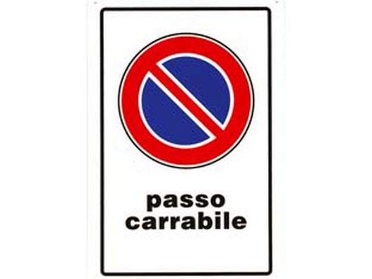 cartello "passo carrabile" - cm.20x30h. cod:ferx.fer49399