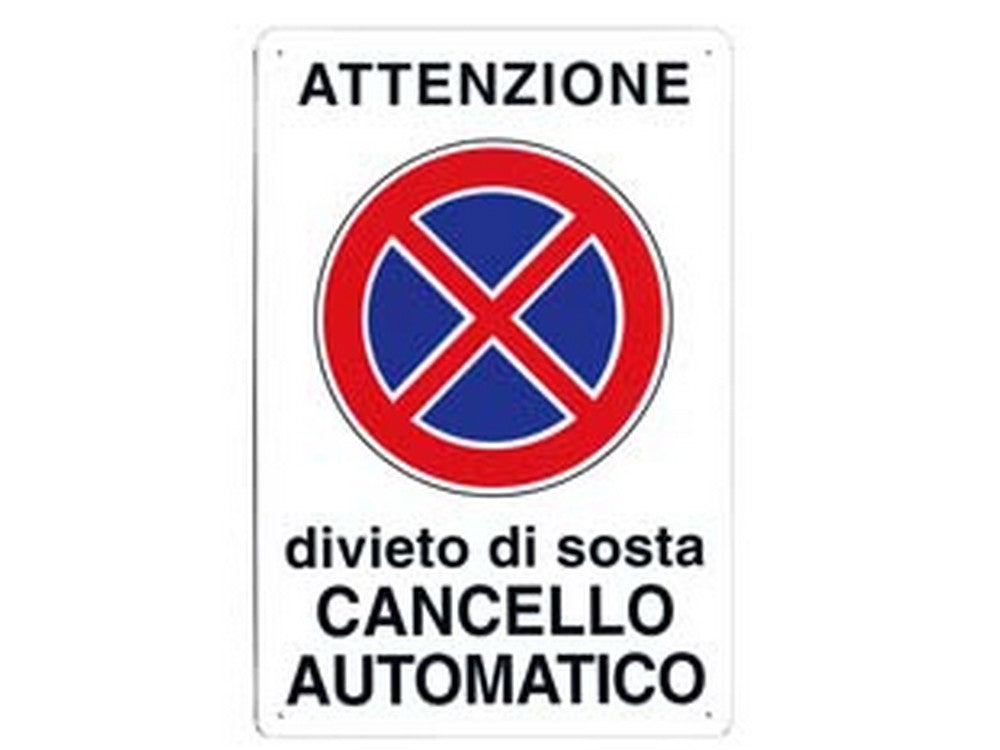 cartello "attenzione divieto di sosta cancello automatico" - cm.30x20h. cod:ferx.fer49689