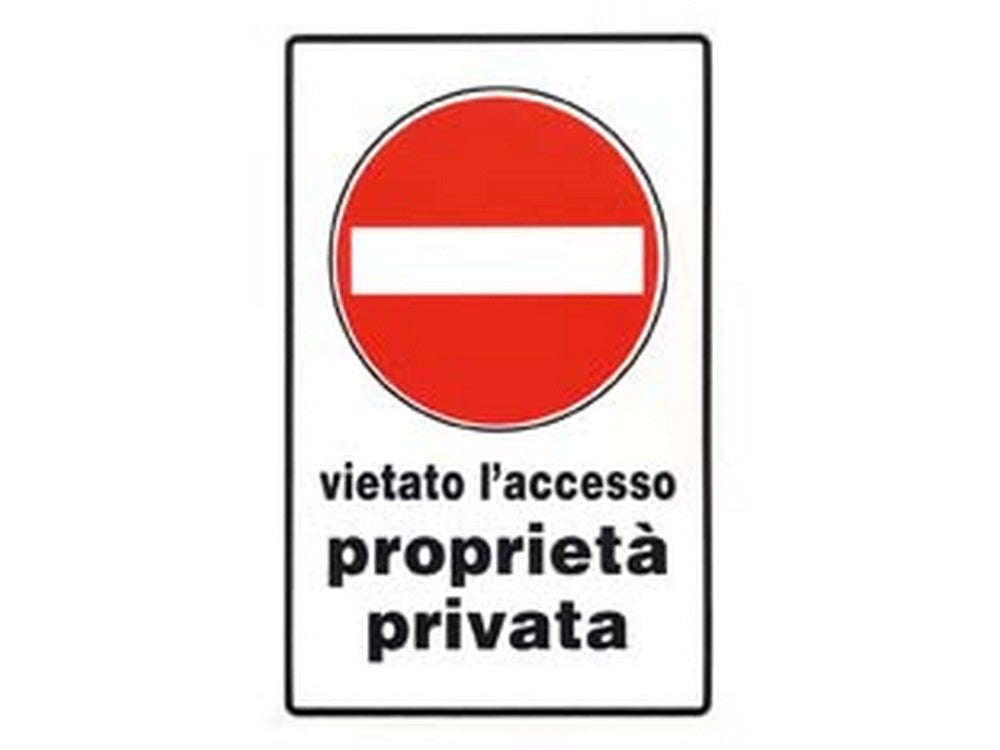 cartello "vietato l'accesso proprieta' privata" - mm.20x30h.  cod:ferx.fer49771