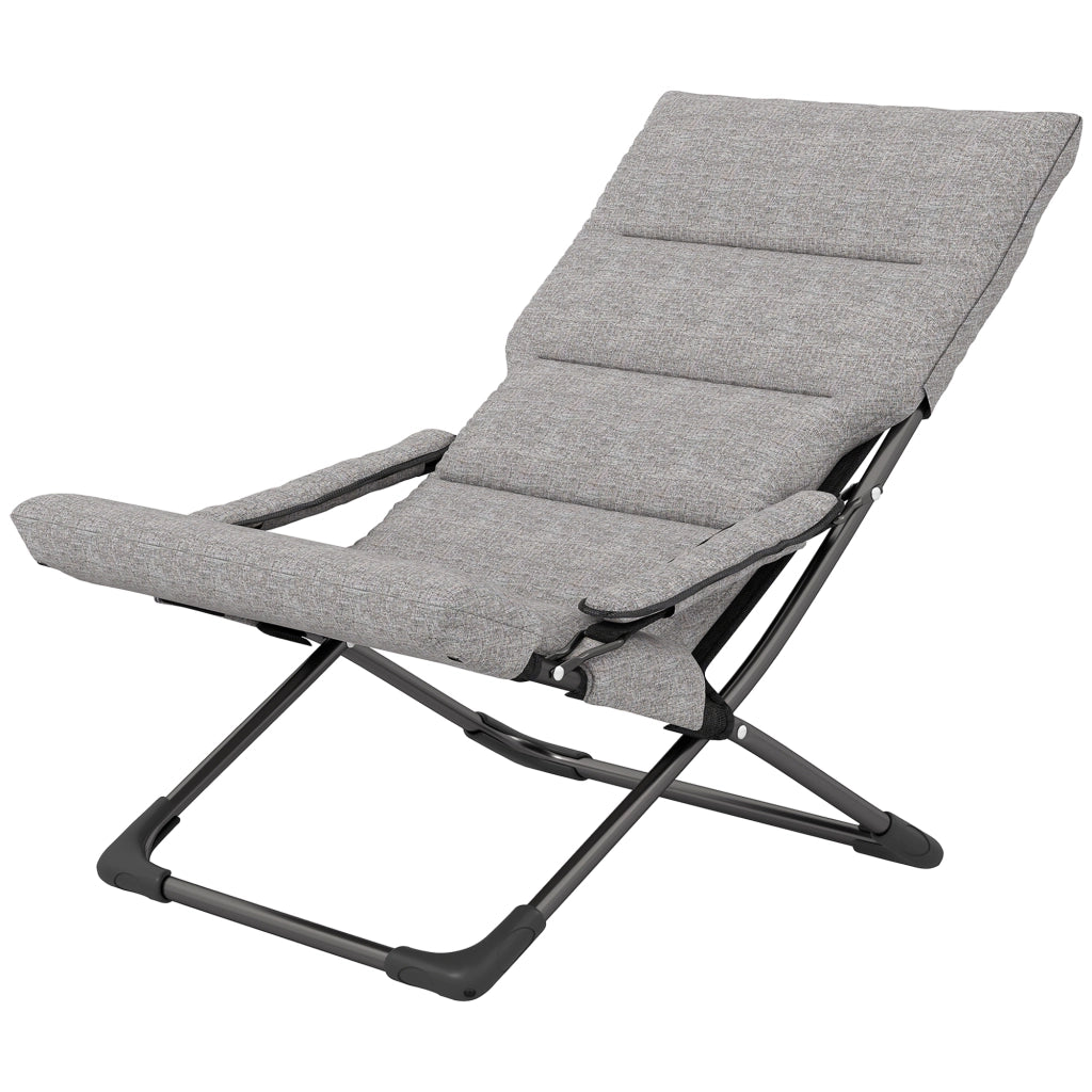 Sedia pieghevole da giardino con cuscino e braccioli ¨C zephmum ¨C grigio