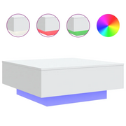 Tavolino da salotto | Tavolino da caff¨¨ | Tavolino da Soggiorno con Luci LED Bianco 80x80x31 cm