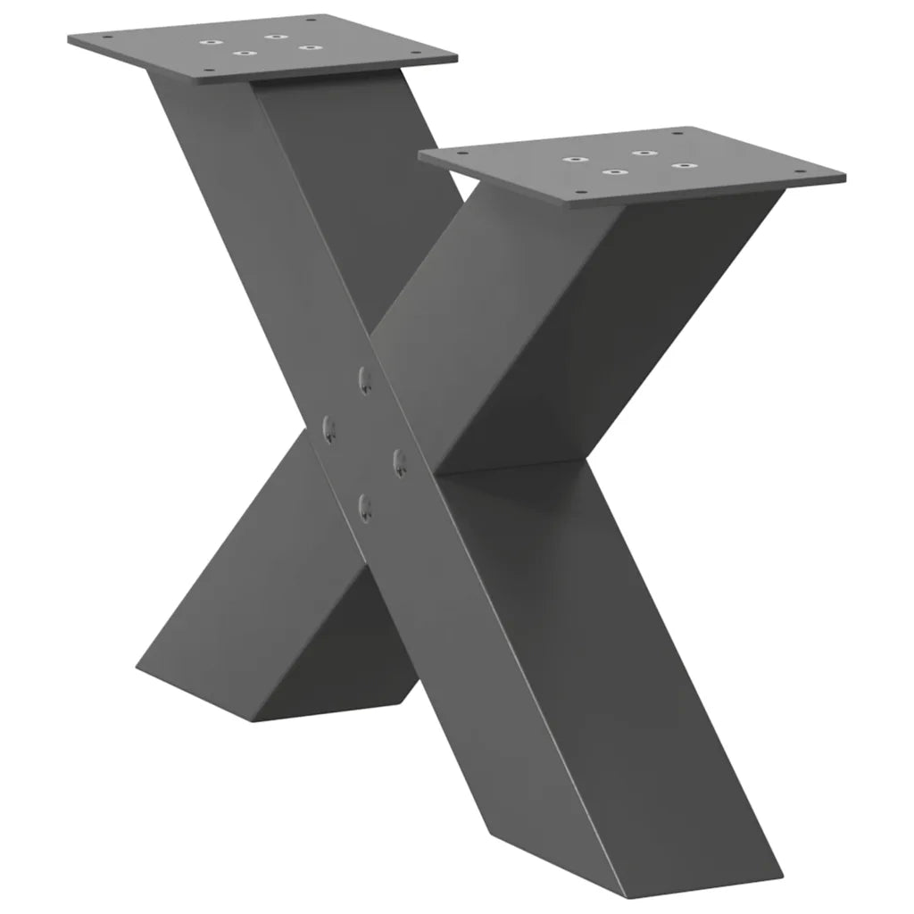 Gambe per Tavolino da CaffÃ¨ a Forma di X 2 pz Antracite 60x(30-31) cm Acciaio