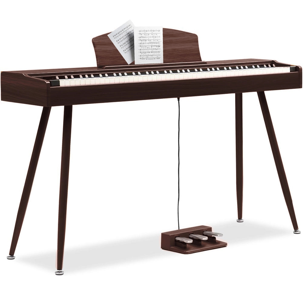 Tastiera Musicale Pianoforte Elettrico con 88 Tasti e Pedaliera Colore Mogano