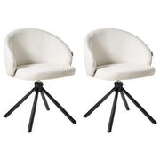 Set di 2 sedie da pranzo girevoli Rivestimento in tessuto bianco sporco Base girevole in metallo