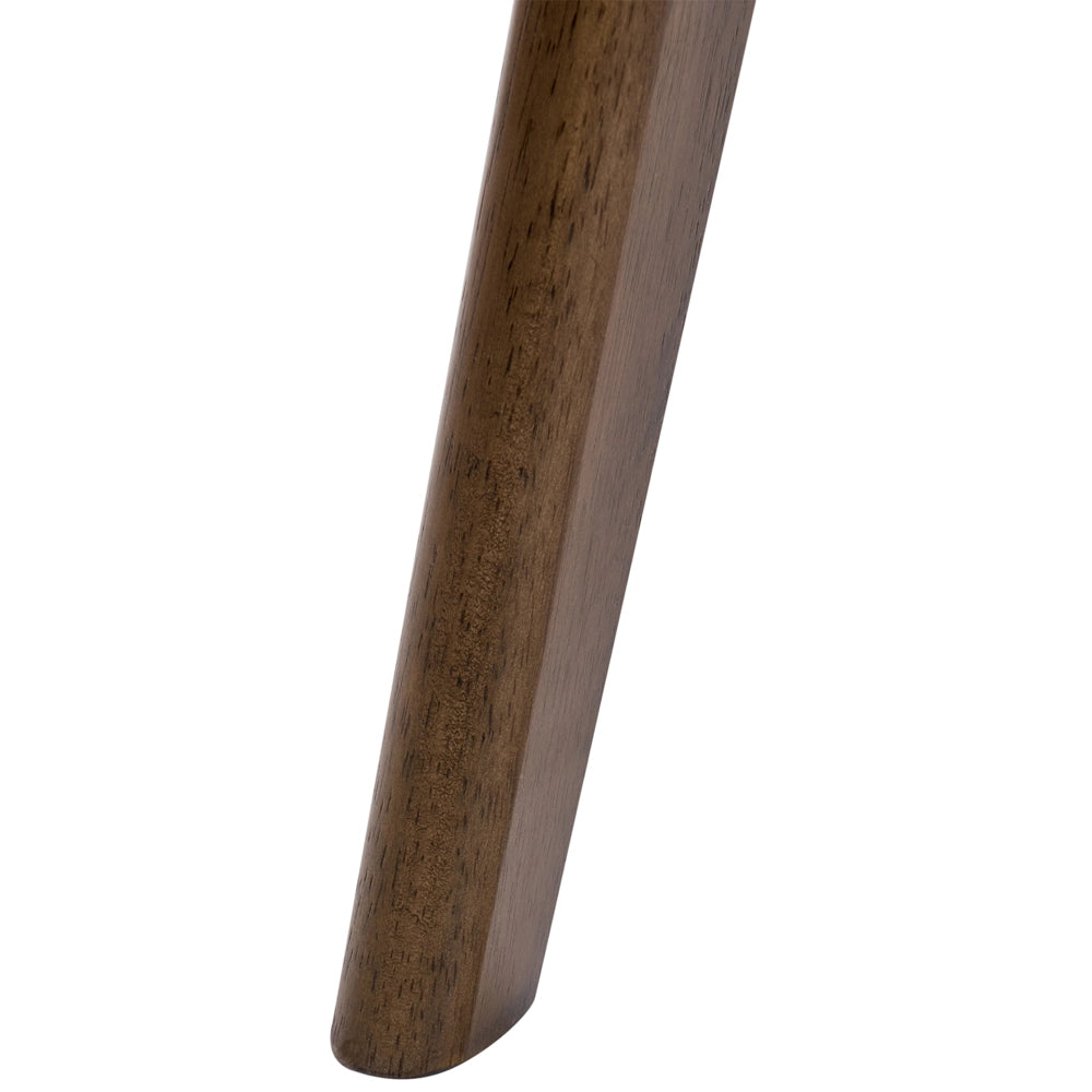 Poltrona in tessuto bouclé di poliestere marrone e beige chiaro, con gambe in legno di gomma, stile retrò tradizionale