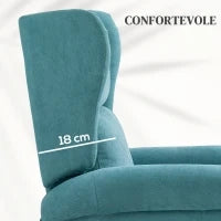 Poltrona Alzapersona Reclinabile a 135° con Poggiapiedi e Telecomando, in Tessuto Blu, 74x94x111 cm