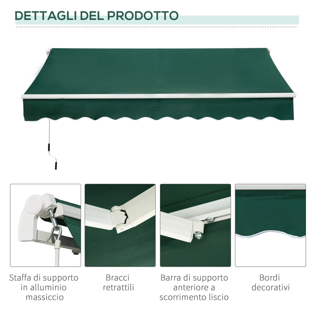 Tenda da Sole 3x2 m ¨C zephmum ¨C Verde, Alluminio, Acciaio, Poliestere