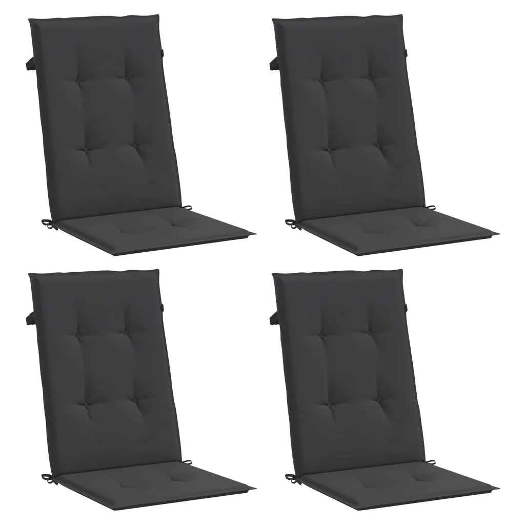 Cuscini per Sedie 4 pz Neri 120x50x3 cm in Tessuto 47539