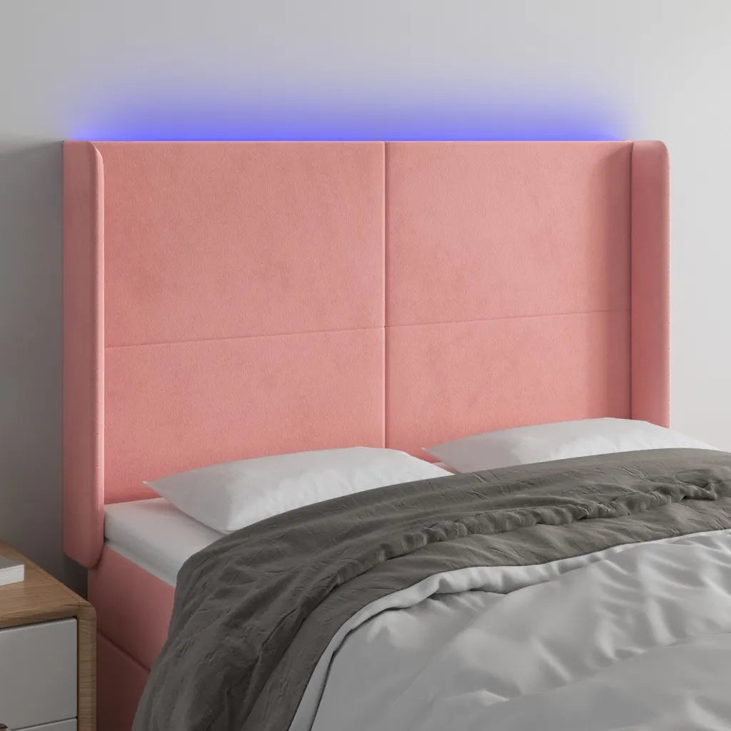 Testiera | Testata a LED rosa 147x16x118/128 cm in Velluto
