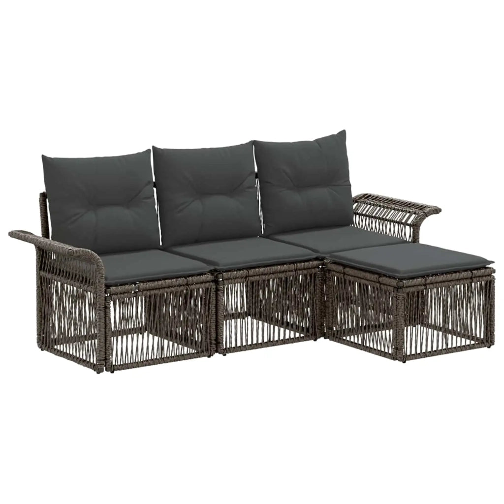 Set Divano da Giardino 4 pcs Grigio polyrattan 3434810