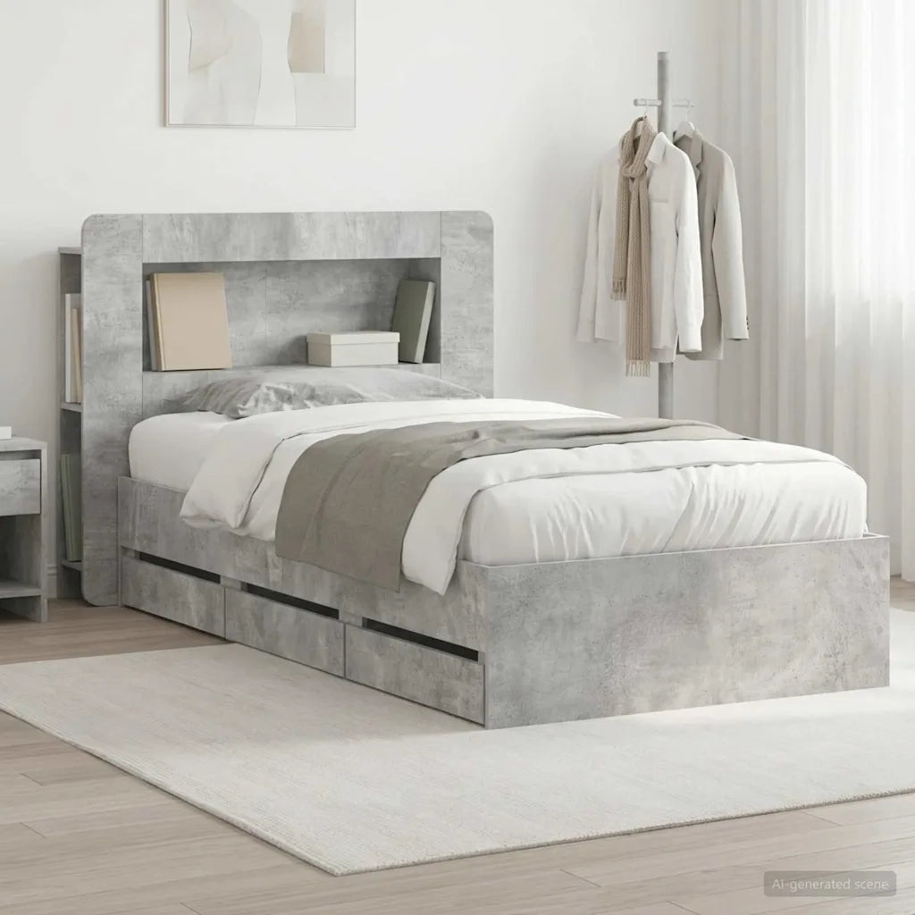 Struttura del letto con stoccaggio e testata Grigio Cemento 3434005