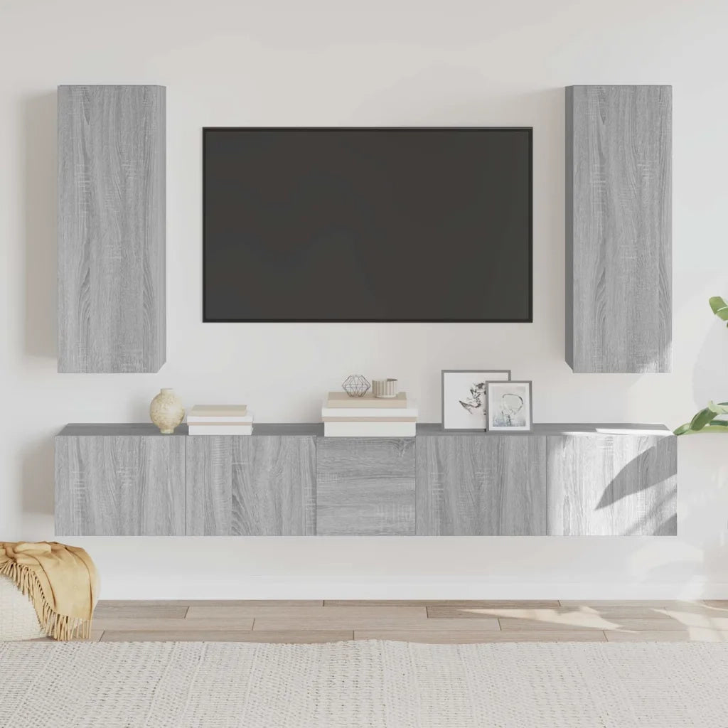 Set di Mobili Porta TV 5 pz Grigio Sonoma in Legno Multistrato 3114252