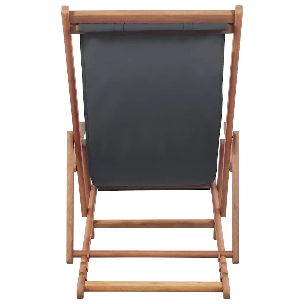 Sdraio da Spiaggia Pieghevole Telaio in Legno e Tessuto Grigio CFW8598884