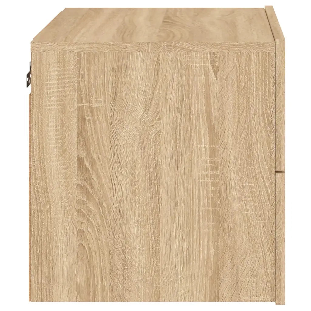 Comodino | Armadio da Notte | Mobiletto da notte a Parete con luci LED Rovere Sonoma