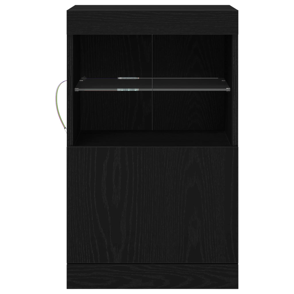 Mobile con luci LED Rovere Nero 41x37x67 cm