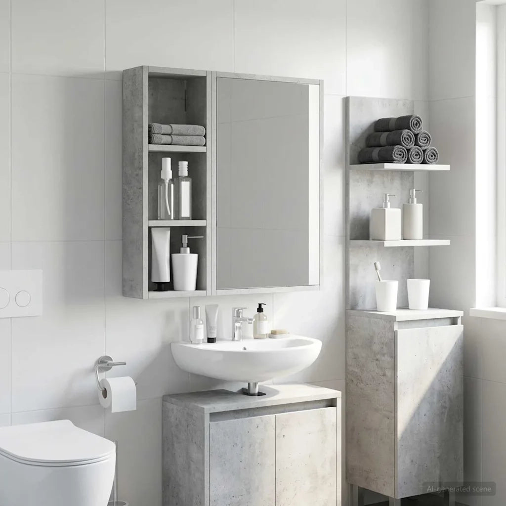 Armadio da bagno a muro Grigio Cemento 20 x 10 x 60,5 cm