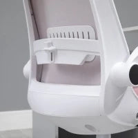 Sedia da Ufficio Ergonomica ad Altezza Regolabile, in Tessuto Effetto Velluto, 62.5x60x94-104 cm, Bianco e Rosa