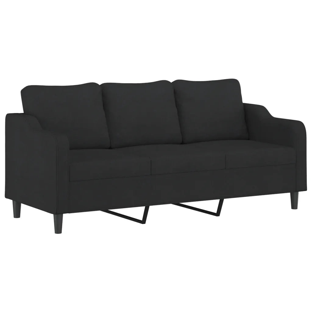 Set Divani 4 pz con Cuscini Nero in Tessuto