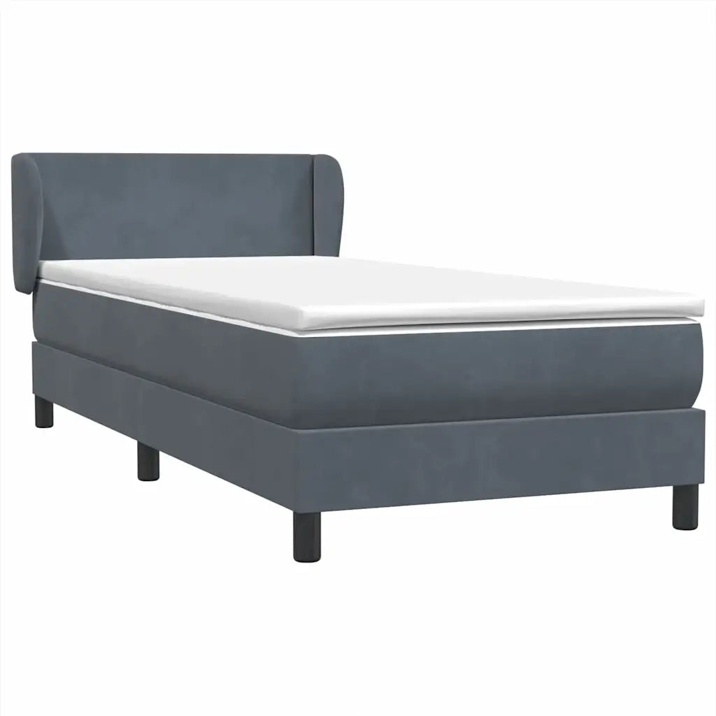 Giroletto a Molle con Materasso Grigio Scuro 90x220 cm Velluto 3317386