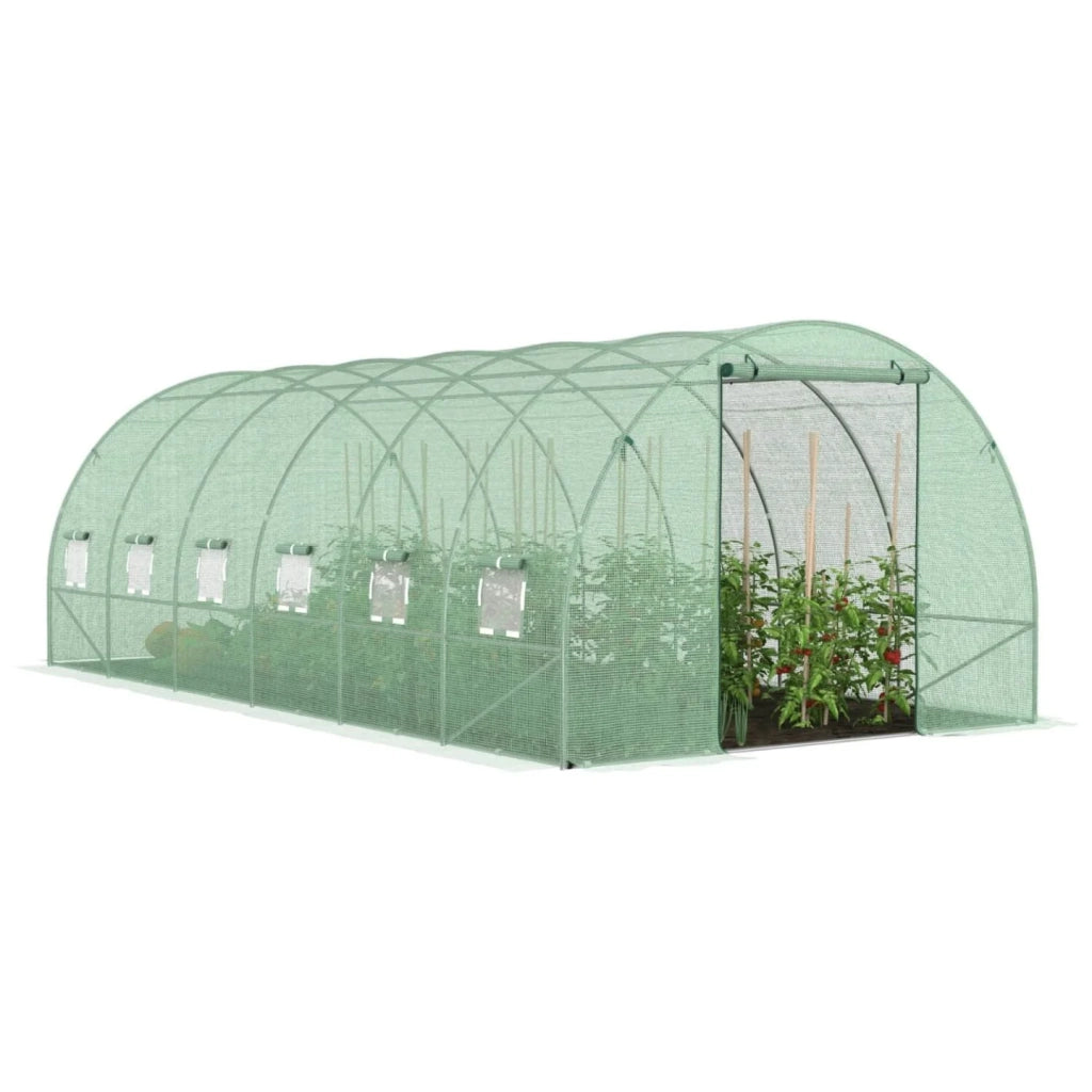 ProBache - Telone di ricambio per serra da giardino a tunnel da 18 m² (6 x 3 x 2 m), anti-UV, con porta e finestre, modello CRIMÉE verde